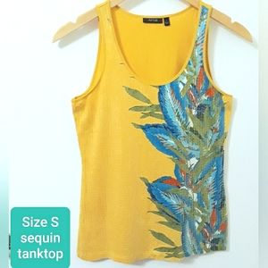 NWOT Yellow Sequin Tank Top